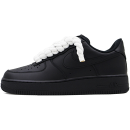 Nike Кроссовки для скейтбординга Air Force 1 с низким верхом, износостойкие, унисекс, черные cw2288-001（team91-空军黑武士 白绳） | black
