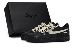 Nike Кроссовки Air Force 1 07 811 Manufacture Rose Poker Card Special Shoe Box Low-Go для скейтборда, унисекс, черно-желтые cw2288-001(team80-男女玫瑰扑克s-box） | black yellow