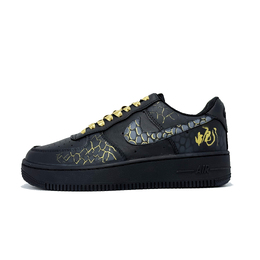 Nike Кроссовки для скейтбординга Air Force 1 Golden Snake Dawn с противоскользящим покрытием и износостойкими легкими низкими берцами, унисекс, черно-золотые cw2288-001 （team508-惊蛇入草） | black gold