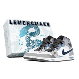Jordan Баскетбольные кроссовки Air 1 Joy Lemon, износостойкие, винтажные, среднего размера, унисекс, сине-серые dq8426-001(team399-蛇影翻腾s-box) | blue gray