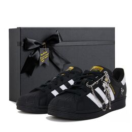 Adidas SUPERSTAR Противоскользящие износостойкие низкие кроссовки для скейтбординга унисекс, черные, белые eg4959(team837-蛇年sbox) | black white