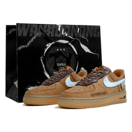 Nike Кроссовки для скейтбординга Air Force 1, унисекс, низкие, коричневые/синие cj9179-200(team113-旧路s-box) | blue brown
