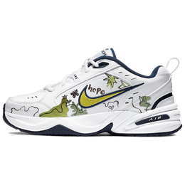 Nike Кроссовки Air Monarch 4 Auspicious Spring Breeze с нескользящей подошвой и массивным верхом, унисекс, белые, желтые 415445-102(team1042-盎然春意) | white yellow