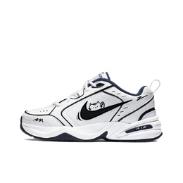 Nike Кроссовки Air Monarch 4 Pointillism Hello Little Cat с противоскользящим износостойким верхом, массивные, унисекс, черные, белые 415445-102（team555-哈喽小猫） | black white