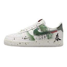 Nike Кроссовки Air Force 1 с низким верхом, противоскользящие и износостойкие, унисекс, белые, зеленые hv5979-130(team56-泼墨春意) | white green