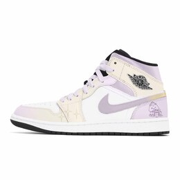 Jordan 1. Износостойкие и легкие винтажные баскетбольные кроссовки средней высоты, унисекс, розовые, фиолетовые dq8426-001(team778-甜梦奇缘) | pink purple