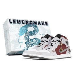 Jordan Баскетбольные кроссовки Air 1 Joy Lemon, износостойкие, среднего размера, винтажные, унисекс, белые, серые, красные dq8426-001(team778-海蛇潮笙s-box) | white gray red