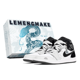 Jordan Баскетбольные кроссовки Air 1 Joy Lemon, износостойкие, винтажные, среднего размера, белые, унисекс dq8426-001(team399-古砚暗纹s-box) | white
