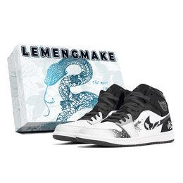 Jordan Баскетбольные кроссовки Air 1 Joy Lemon, износостойкие, среднего размера, винтажные, унисекс, черно-белые dq8426-001(team778-蛇行无踪s-box) | black white