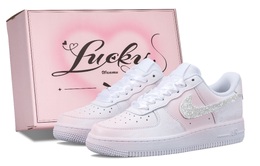 Nike Кроссовки Air Force 1 Heart-Fluttering с низким верхом, противоскользящие, износостойкие, женские, белые dd8959-100（team686-怦然心动） | white