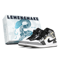 Jordan Баскетбольные кроссовки Air 1 Joy Lemon, износостойкие, среднего размера, винтажные, унисекс, черно-белые dq8426-001(team778-蛇凝暗夜s-box) | black white