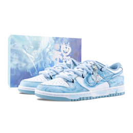 Nike Кроссовки для скейтбординга Dunk Ocean's Heart с противоскользящим покрытием, износостойкие, унисекс, белые, синие dv0833-106（team626-海洋之心-sbox） | white blue (special box)