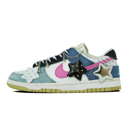Nike Dunk Denim - очень популярный бренд. Низкие, износостойкие, нескользящие, мужские, сине-розовые, скейтбордные кроссовки dv0833-100（team-563 牛仔很忙） | sky blue