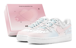 Nike Кроссовки Air Force 1 Romantic Greeting, Sugar Frosting Love Feather, нескользящие, низкие, для скейтбординга, мужские, розовые, синие cw2288-111(teams2-糖霜恋羽男s-box) | pink blue