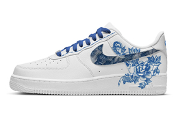 Nike Кроссовки Air Force 1 сине-белые с древним шармом, противоскользящие, с высоким берцем, для скейтбординга, мужские, белые, синие cw2288-111（team683-青花古韵） | white