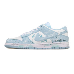Nike Кроссовки для скейтбординга Dunk Sea Mist Serenade с противоскользящим покрытием, износостойкие, легкие, белые, синие dv0833-106（team1051-海雾叙事曲） | white blue