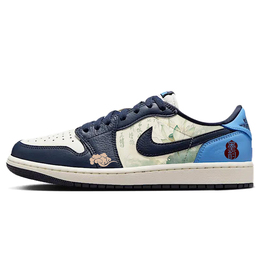Jordan Баскетбольные кроссовки Air 1 «Ode To The Lotus» с амортизацией Blue Moon, низкие, винтажные, синие, мужские cz0790-400(team366-爱莲说) | blue