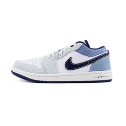 Jordan Баскетбольные кроссовки Air 1 LOW SE с антиабразивным покрытием, низкие, винтажные, белые, синие ih0648-141（team1253-love2） | white blue