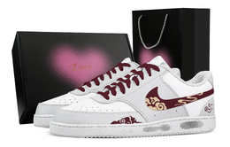 Nike Кроссовки Court Vision Yuntan 2 Heart Box с низким верхом, устойчивые к истиранию, мужские, белые, красные hm9862-002(team773-云檀2-爱心礼盒) | red