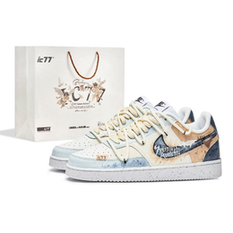 Nike Кроссовки для скейтборда Court Vision 1 Ic77 Box Move Forward II с противоскользящим износостойким верхом, мужские, бежево-синие dh2987-101(team623-向前ⅱ-box) | beige blue