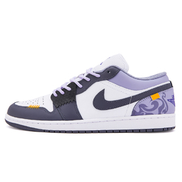 Jordan Баскетбольные кроссовки Air 1 Purple Snake Luck Slip с низким верхом, винтажные, мужские, фиолетово-белые 553558-145(teamfive-紫蛇开运) | purple white