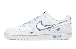 Nike Кроссовки Court Vision 1 Heart Night Blue Language с антискользящим покрытием, износостойкие, низкие, мужские, для скейтбординга, сине-белые dh2987-101(team683-心夜蓝语) | blue white