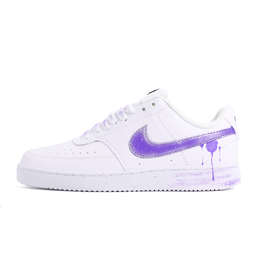 Nike Кроссовки для скейтборда Court Vision 1 Fluid Starry Sky с антискользящим покрытием, износостойкие, низкие, мужские, белые, фиолетовые dh2987-101（team1039-流体星空 ） | white purple