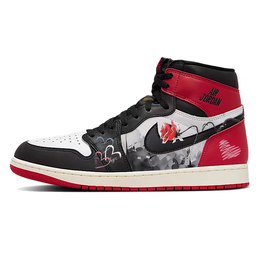 Jordan Баскетбольные кроссовки Air 1 Heartbeat Lover, Rose Heart, с высоким антискользящим верхом, износостойкие, мужские, красные dz5485-106(team56-玫瑰爱心) | red
