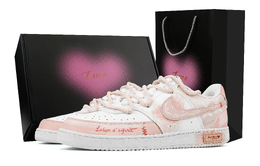 Nike Кроссовки Court Vision 1 Cherry Pink Story Heart Box с антискользящим покрытием, износостойкие, низкие, для скейтбординга, мужские, белые, розовые dh2987-101(team683-樱粉物语-爱心礼盒 ) | white pink