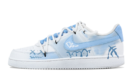 Nike Кроссовки Court Vision 1 Little Emotions с низким верхом, противоскользящие, износостойкие, мужские, белые, синие dh2987-101(team459-小情绪) | white blue