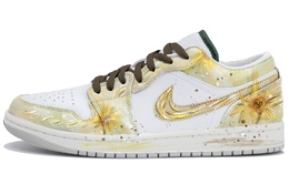 Jordan Баскетбольные кроссовки Air 1 Low Top Vintage, мужские, зеленые, белые fq7687-300（team拾玖-白金幻境） | white gold