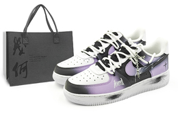 Nike Кроссовки Air Force 1 для скейтбординга, износостойкие, низкие, мужские, черные, фиолетовые cw2288-111(team1284-黑羽2 s) | black purple