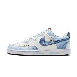 Nike Кроссовки Court Vision 1 Listen To The Sea, износостойкие, низкие, для скейтбординга, мужские, белые, синие dm1187-101(team1198-听海) | light blue