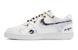 Nike Кроссовки для скейтборда Court Vision 1 с рисунком дракона, противоскользящие, износостойкие, низкие, мужские, белые, серые dh2987-101(team773-龙纹) | white gray