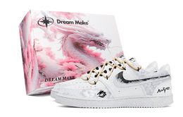 Nike Кроссовки Court Vision 1 Dragon Pattern Pink Box с низким верхом, устойчивые к скольжению, мужские, белые, серые dh2987-101(team773-龙纹粉礼盒) | white gray