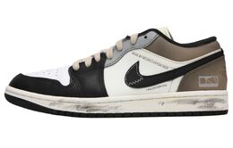 Jordan Баскетбольные кроссовки Air 1 Cushioning с низким верхом, износостойкие, винтажные, мужские, черно-коричневые 553558-131(team82-男款摩卡沙漠) | black brown