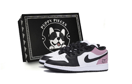 Jordan Баскетбольные кроссовки Air 1 Vintage, низкие, мужские, цвет: черный, розовый 553558-131(team85-胭脂招财s-box-a) | black pink