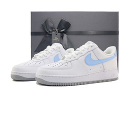 Nike Мужские кроссовки Air Force 1 с низким верхом, противоскользящие, износостойкие, белые, синие fj4146-100（team448-蓝box） | white blue