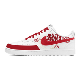 Nike Кроссовки Court Vision 1 Prosperity Good Luck с антискользящим покрытием, износостойкие, низкие, для скейтбординга, мужские, белые, красные dh2987-101(team350-發财好运) | white red