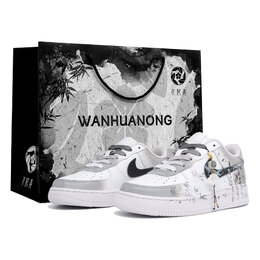 Nike Кроссовки Air Force 1 с низким верхом для скейтборда, устойчивые к истиранию, мужские, черные, серые, белые cw2288-111(team113-闲云林s-box) | black gray white