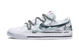 Nike Кроссовки Court Legacy Spring Mountain Scenery с противоскользящим покрытием, износостойкие, низкие, мужские, для скейтбординга, зеленые, белые dh3162-101(team1027-春山景) | white green