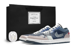 Баскетбольные кроссовки Air 1 Vintage, низкие, серые, мужские Jordan, Gray Blue 553558-132（team1138-穿越逆境礼袋） | gray blue