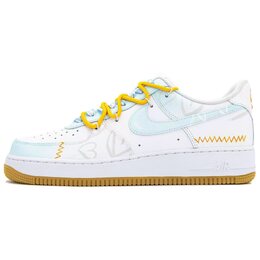 Nike Кроссовки Air Force 1 Orange Heart Wave с низким верхом, противоскользящие, износостойкие, для скейтбординга, мужские, белые dj2739-100(team335-橙波心潮） | white