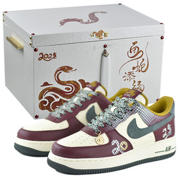 Nike Кроссовки Air Force 1 с низким верхом, противоскользящие, износостойкие, мужские, коричневые hq3612-113（team96-天马神蛇2s-box） | brown