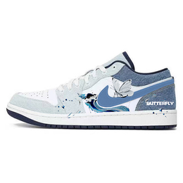 Jordan Баскетбольные кроссовки Air 1 Vintage, низкие, мужские, белые/синие ih0648-141(team56-舞动飞蝶) | white