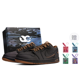 Jordan Баскетбольные кроссовки Air 1 Vintage, низкие, мужские, черно-коричневые hf5753-221（team63-黑巧石sbox） | black brown[special shoe box]