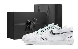 Nike Кроссовки Court Vision 1 Pattern High End Box с антискользящей амортизацией, низкие, мужские, белые dh2987-101(team773-花纹高端礼盒） | white