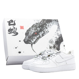 Nike Кроссовки Air Force 1 с низким верхом, противоскользящие, износостойкие, для скейтбординга, мужские, белые cw2288-111（team335-霜鳞璀璨蛇韵礼盒) | white