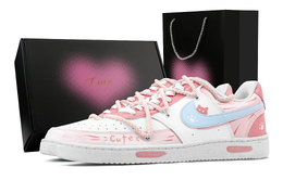 Nike Кроссовки Court Vision 1 Sweetheart Cat Paw Heart Box с антискользящим покрытием, износостойкие, низкие, для скейтбординга, мужские, розовые, синие dh2987-101(team459-甜心猫爪 -爱心礼盒) | pink blue
