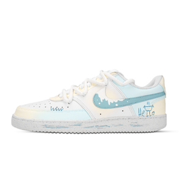 Nike Кроссовки Court Vision 1 Hello Smile, износостойкие, низкие, для скейтбординга, мужские, желтые, синие, белые dh2987-101（team-883你好微笑） | yellow blue white
